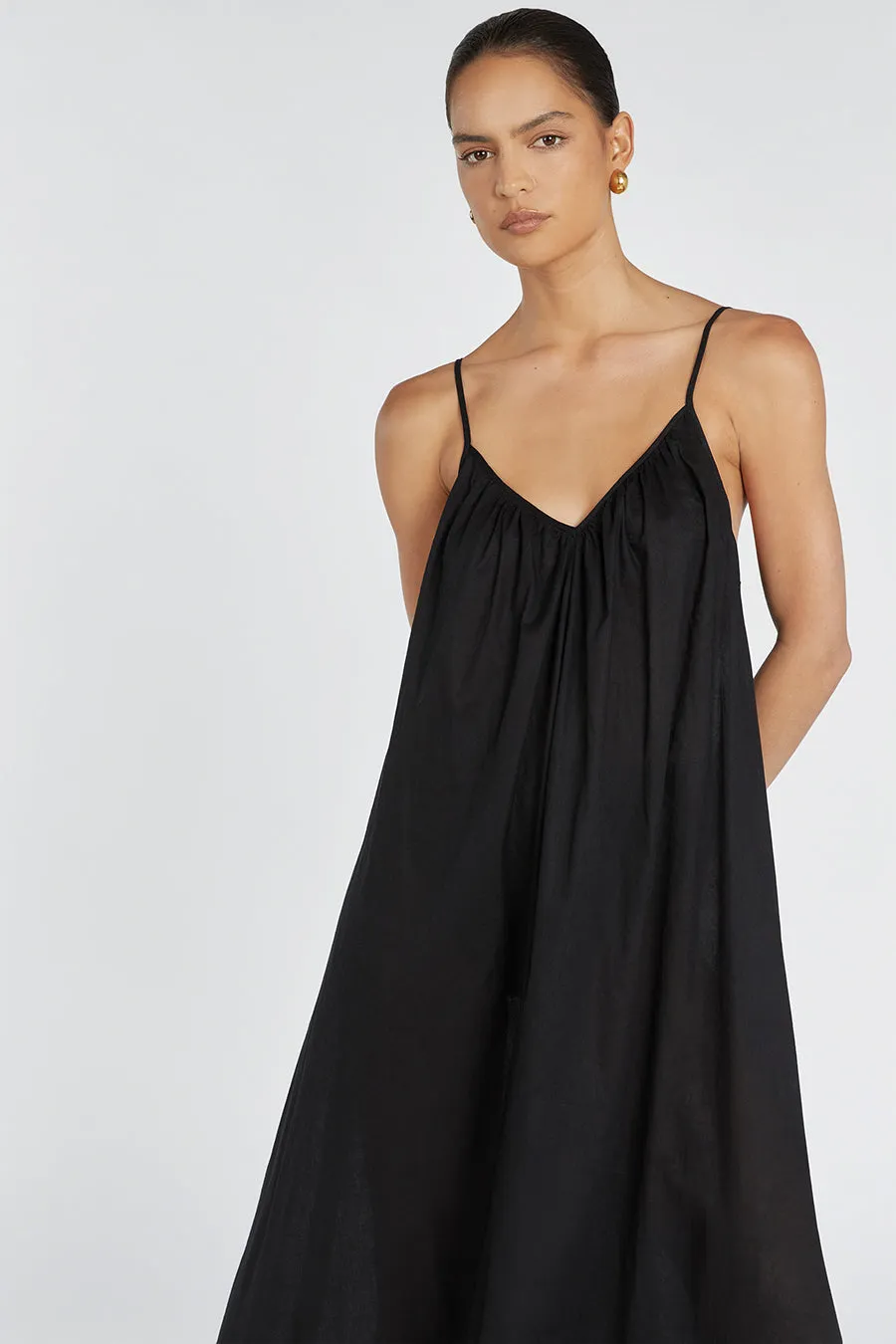 CAPRI BLACK LINEN SHEER MAXI DRESS sold by Dissh product image thumbnail 3