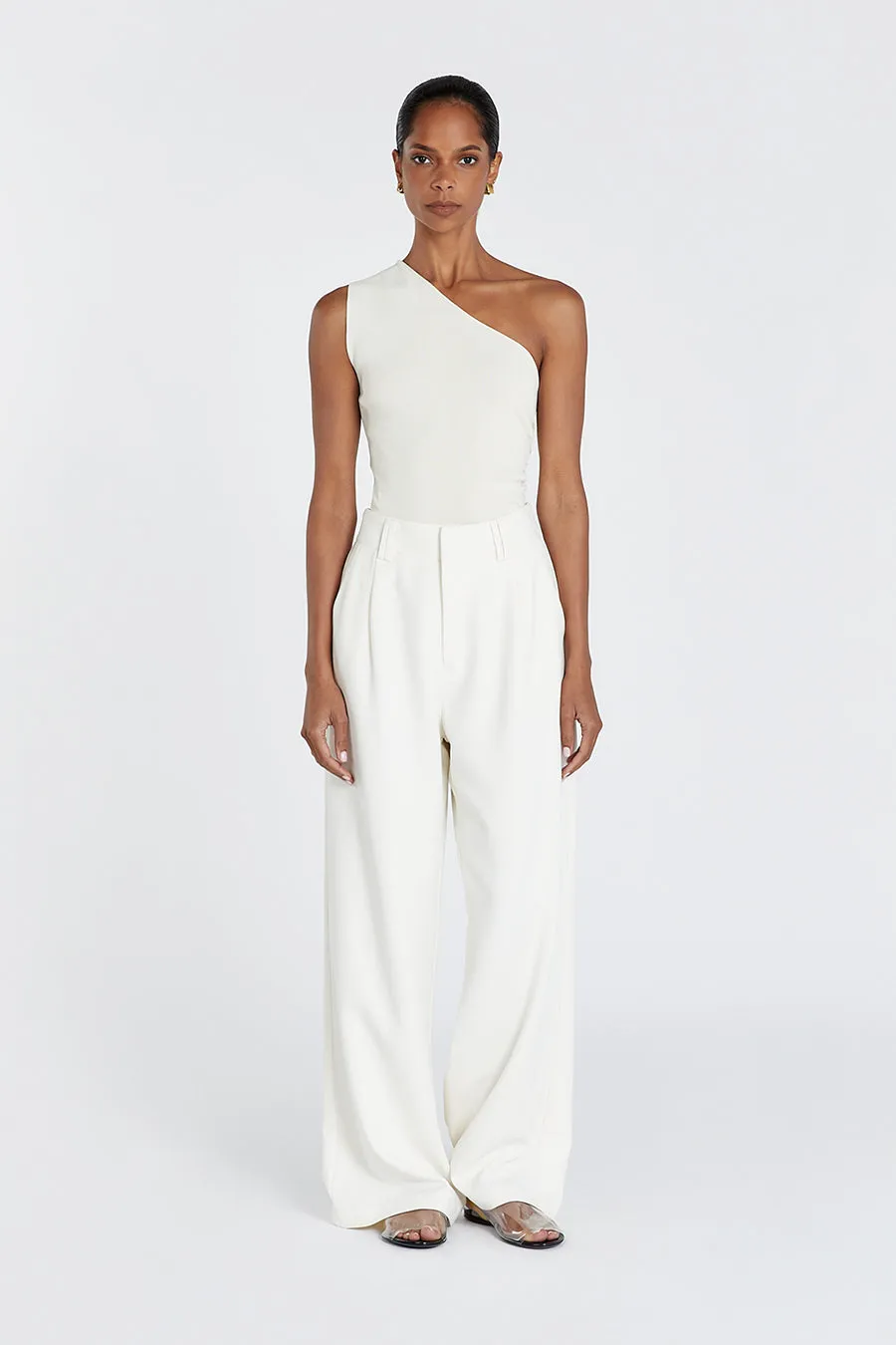 LANE CREAM ASYM KNIT TOP sold by Dissh