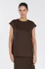 SANDY BITTER CHOC LINEN SHELL TOP sold by Dissh