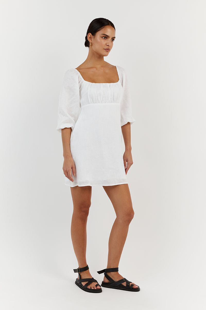 LILAH WHITE LINEN MINI DRESS sold by Dissh product image thumbnail 3