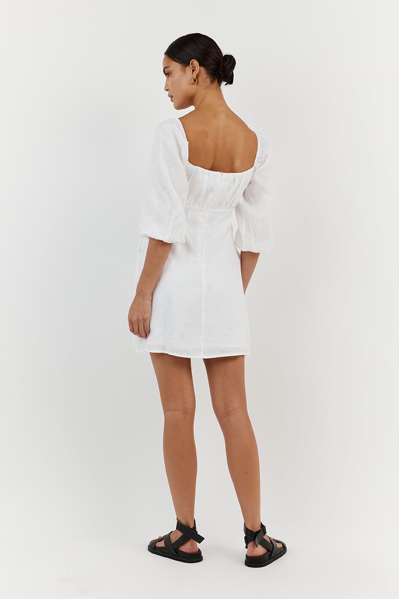 LILAH WHITE LINEN MINI DRESS sold by Dissh product image thumbnail 4