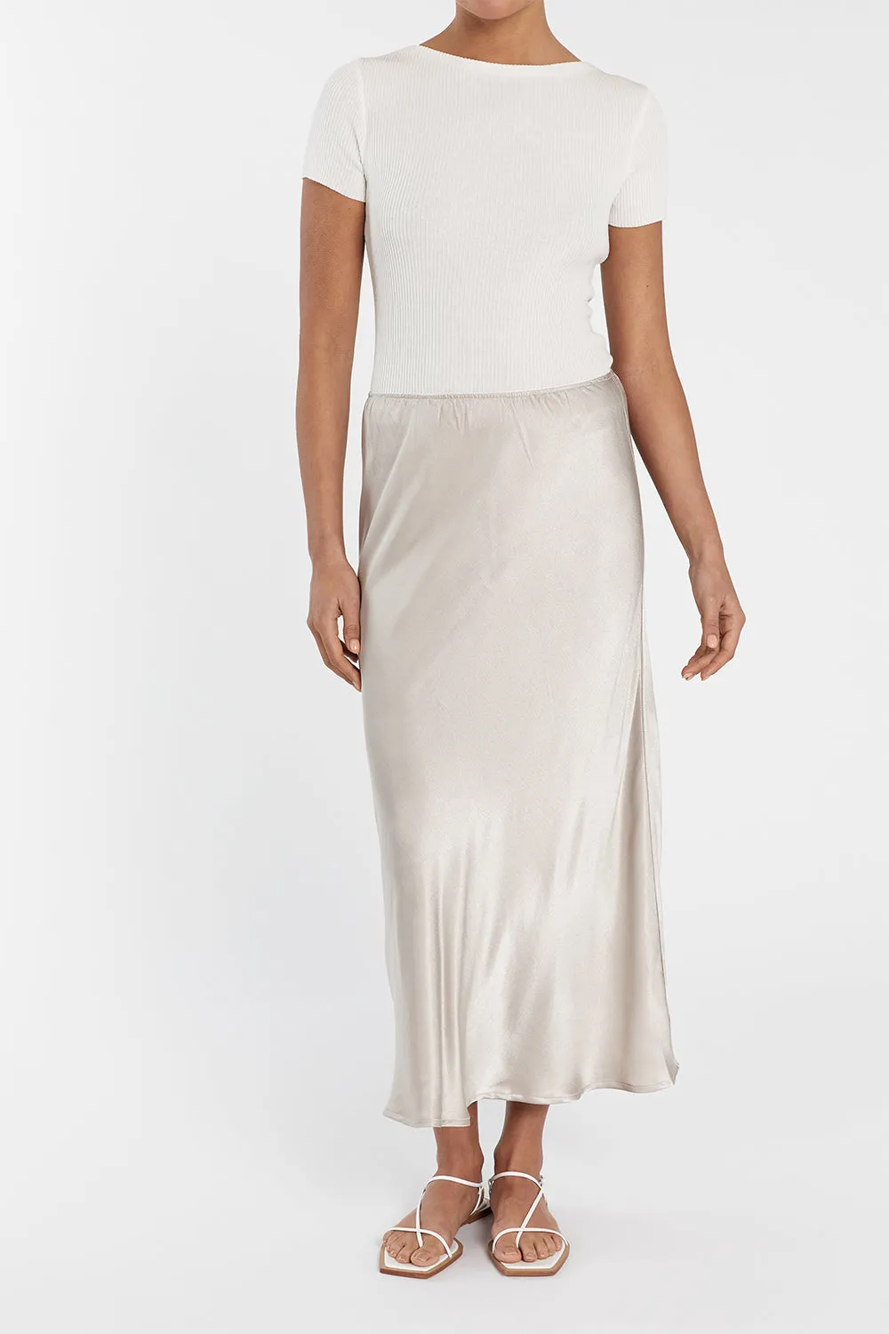 EMELIA CHALK SATIN MIDI SKIRT sold by Dissh product image thumbnail 2