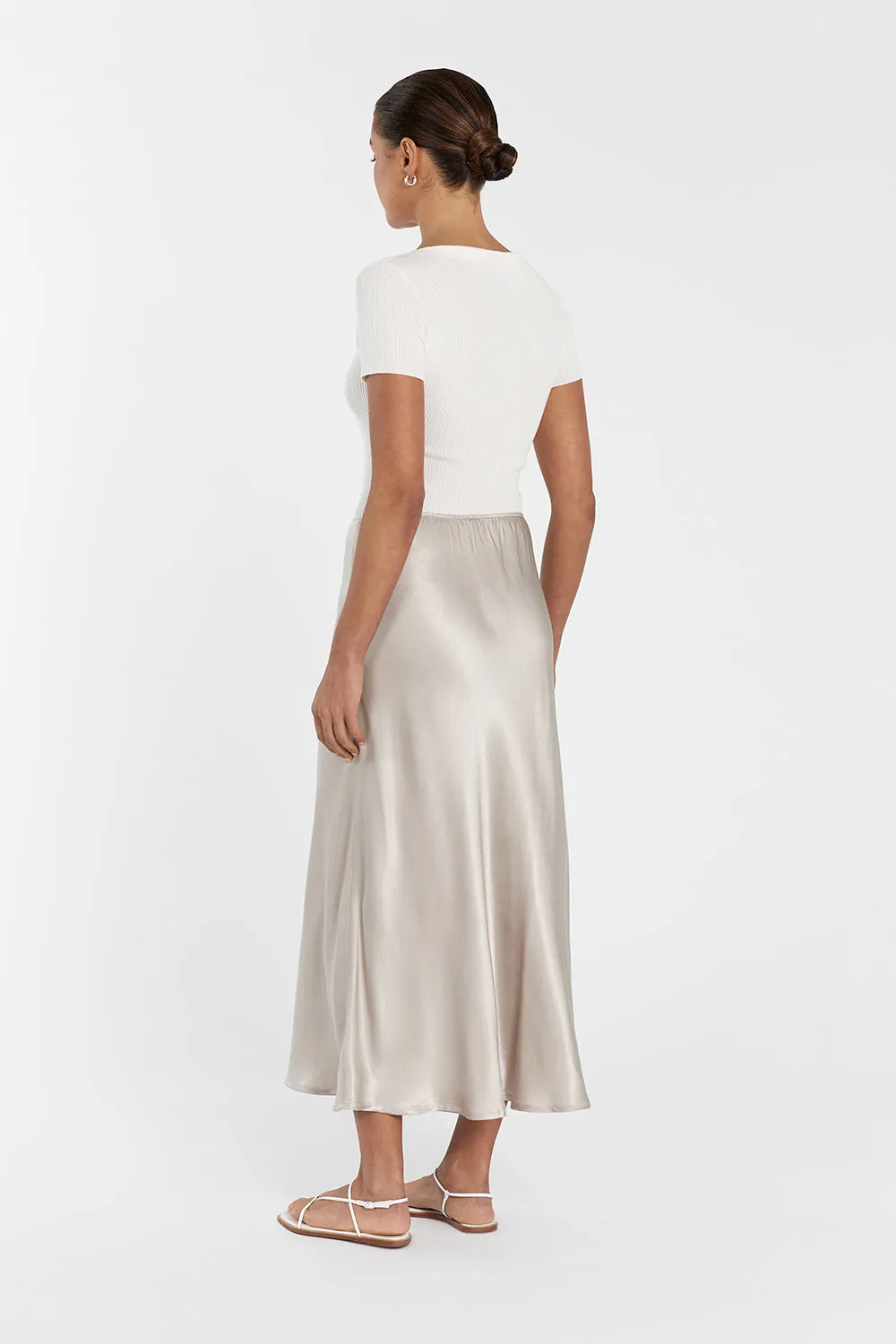 EMELIA CHALK SATIN MIDI SKIRT sold by Dissh product image thumbnail 4
