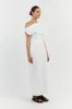 CASS WHITE LINEN ASYM MIDI DRESS sold by Dissh