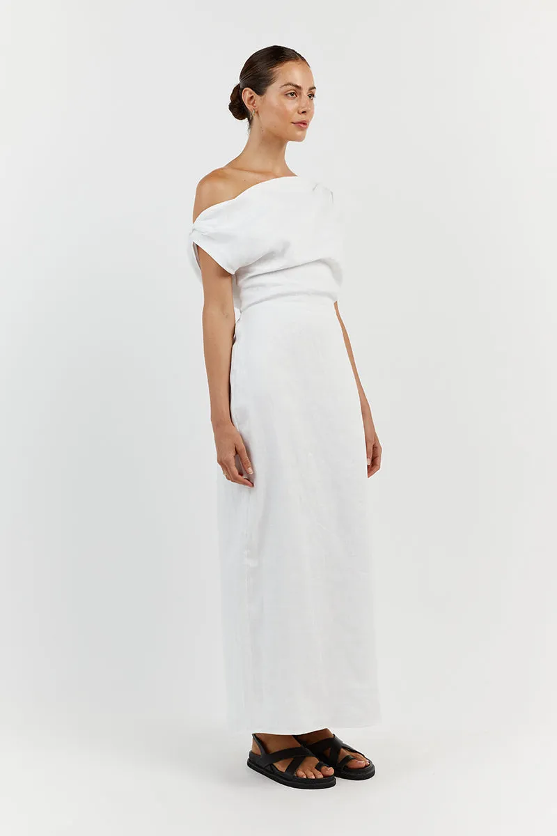 CASS WHITE LINEN ASYM MIDI DRESS sold by Dissh product image thumbnail 4