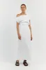 CASS WHITE LINEN ASYM MIDI DRESS sold by Dissh