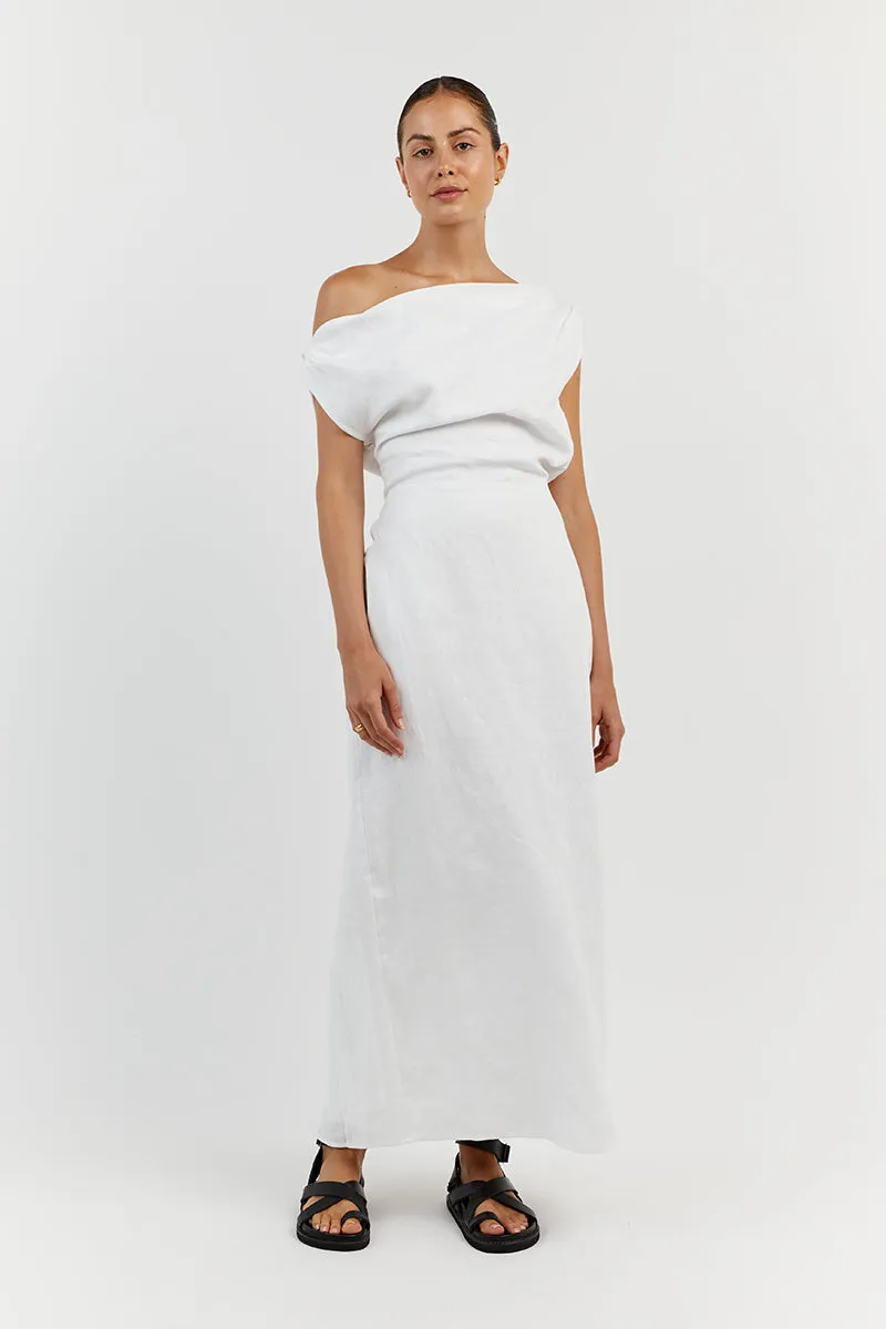 CASS WHITE LINEN ASYM MIDI DRESS sold by Dissh product image thumbnail 3