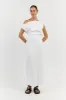 CASS WHITE LINEN ASYM MIDI DRESS sold by Dissh