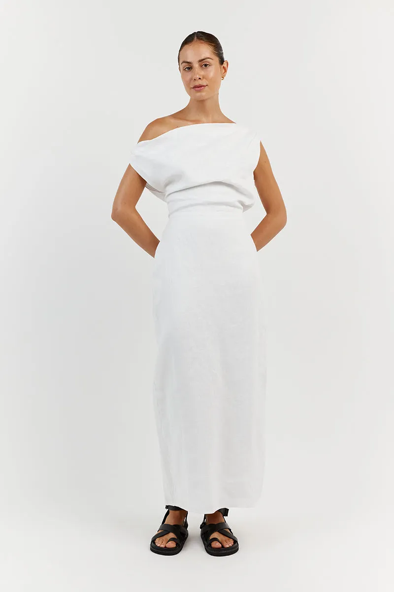 CASS WHITE LINEN ASYM MIDI DRESS sold by Dissh product image thumbnail 2
