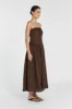 CATANIA BITTER CHOC LINEN STRAPLESS MIDI DRESS sold by Dissh