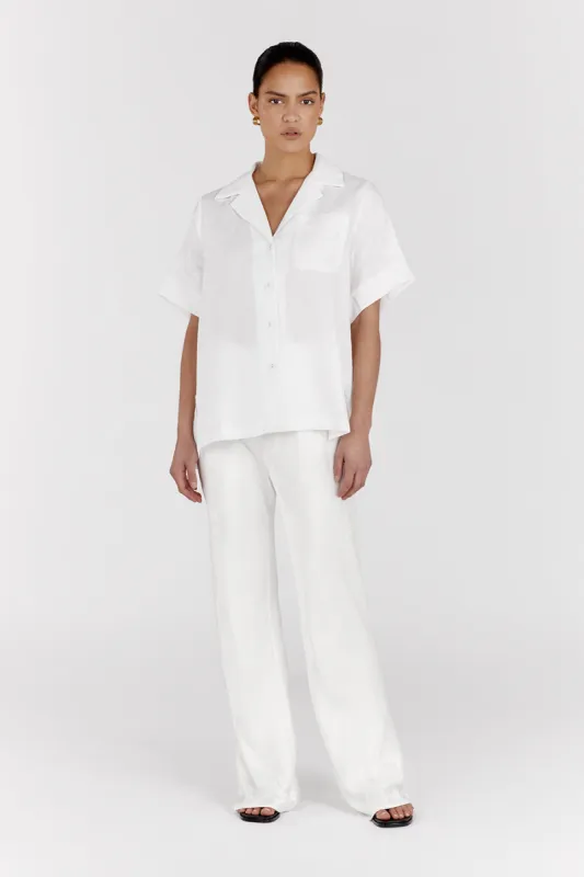 AISLE WHITE SATIN BIAS CUT PANT sold by Dissh