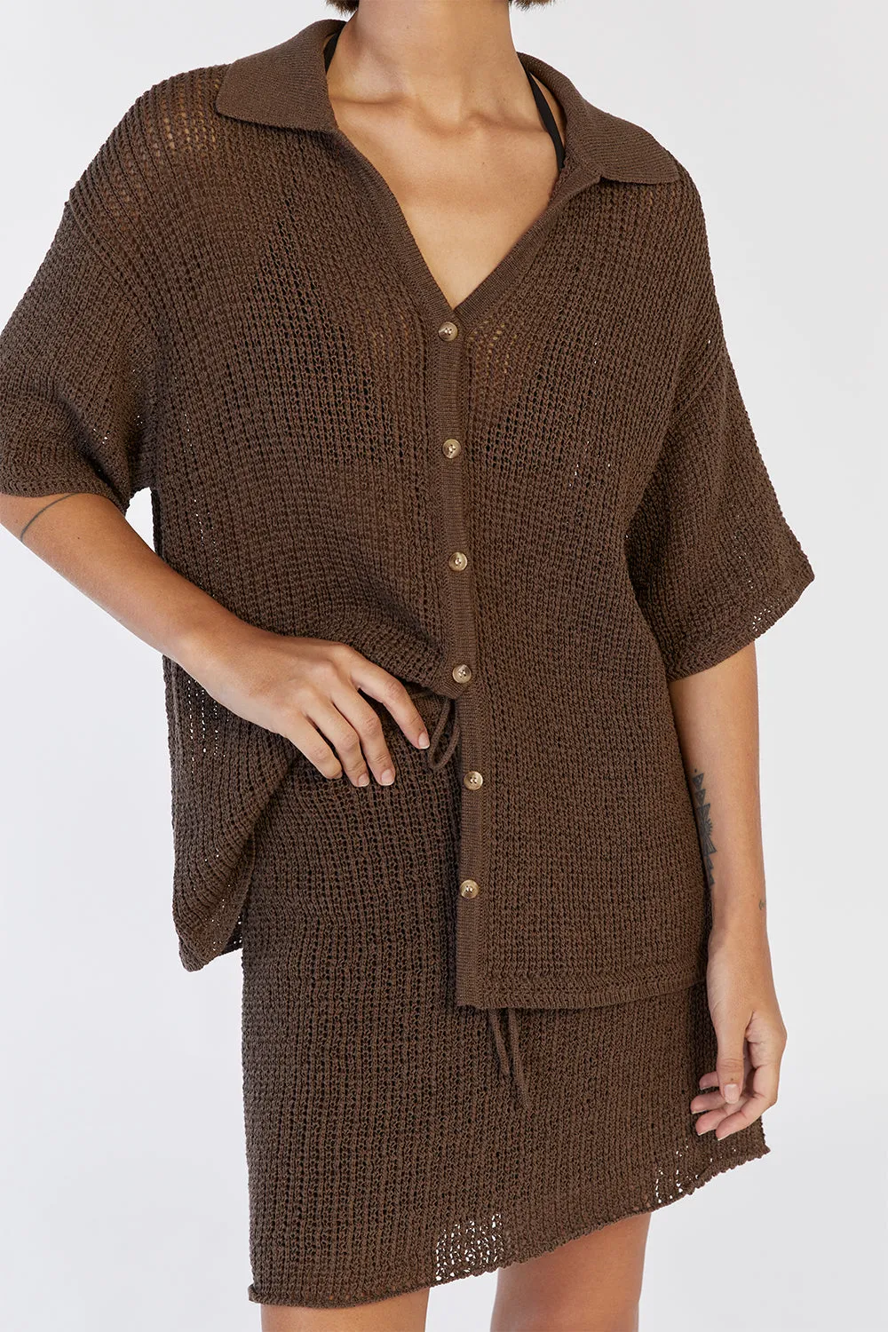 MARGOT CHOC KNIT CROCHET SHIRT sold by Dissh product image thumbnail 5