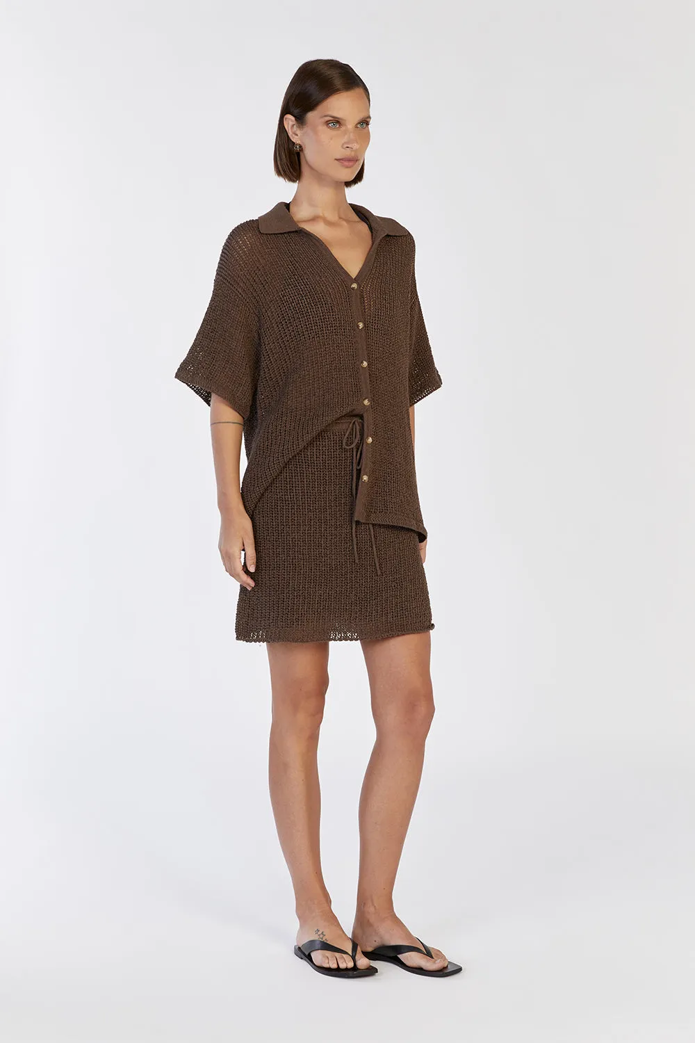 MARGOT CHOC KNIT CROCHET SHIRT sold by Dissh product image thumbnail 3