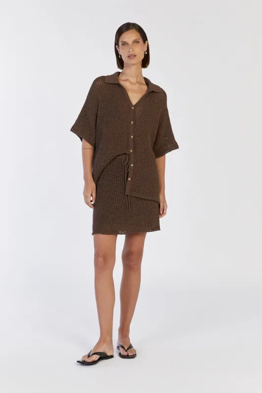 MARGOT CHOC KNIT CROCHET SHIRT sold by Dissh