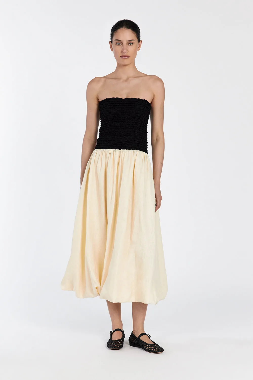 LEN BLACK STRAPLESS MIDI DRESS sold by Dissh product image thumbnail 2