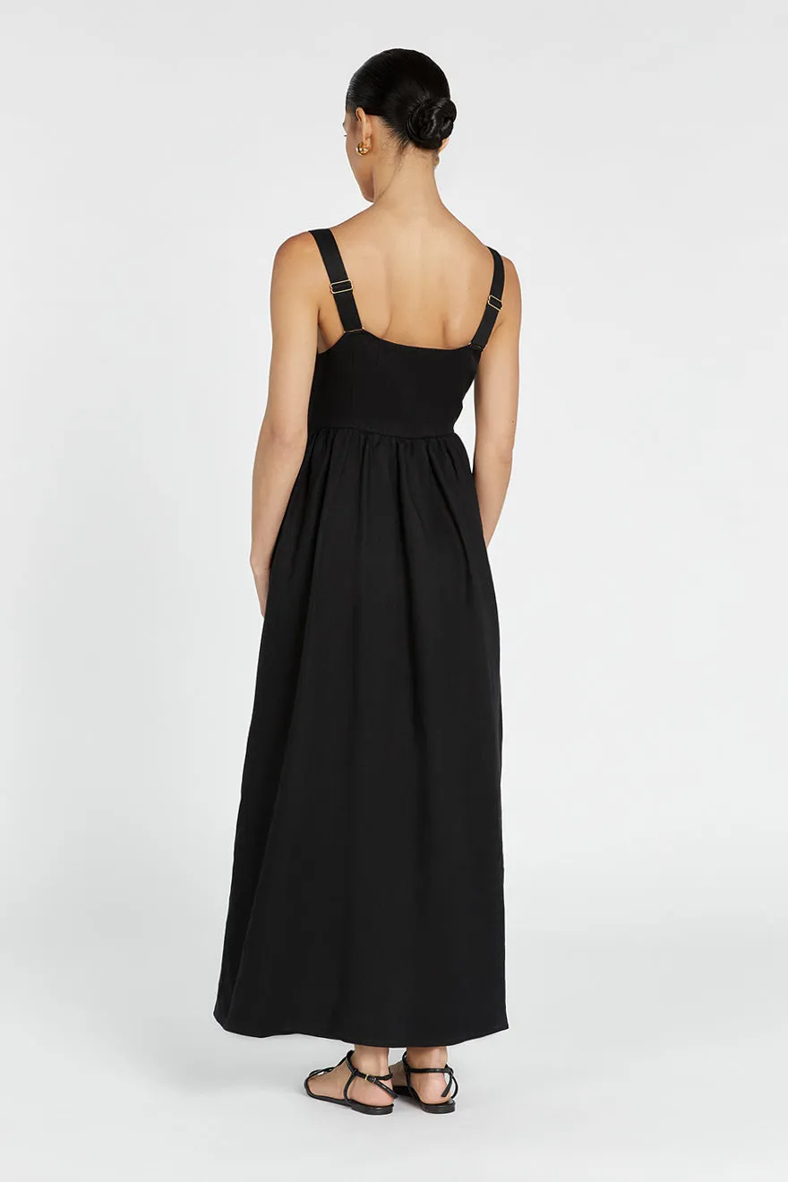 SPENCER BLACK LINEN MIDI DRESS sold by Dissh product image thumbnail 4