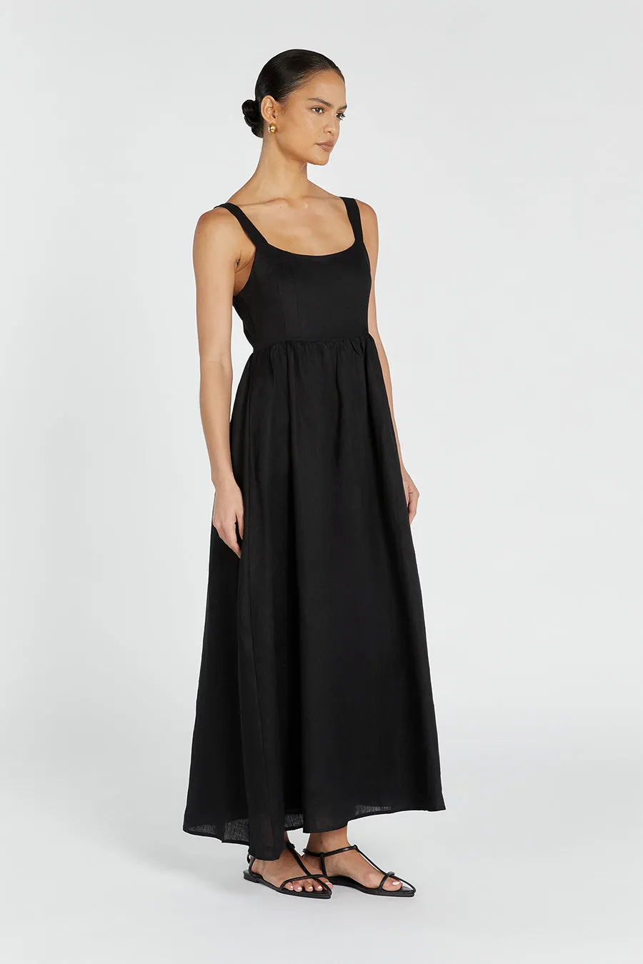SPENCER BLACK LINEN MIDI DRESS sold by Dissh product image thumbnail 3