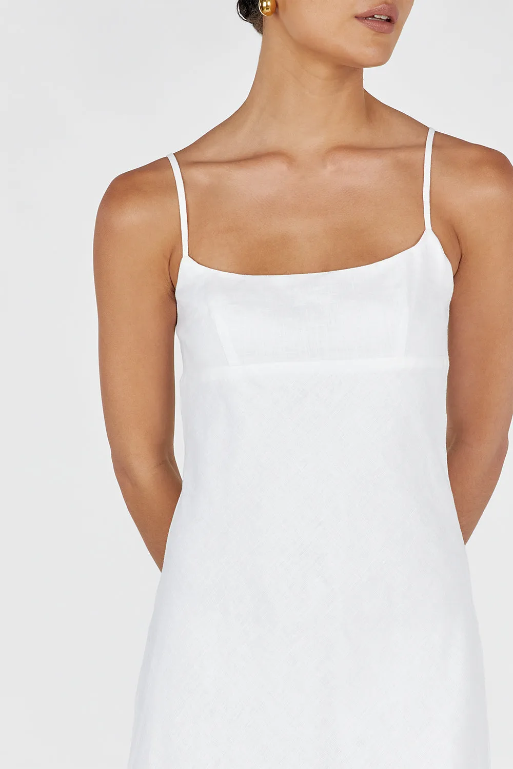LUCIA WHITE LINEN MIDI DRESS sold by Dissh product image thumbnail 5