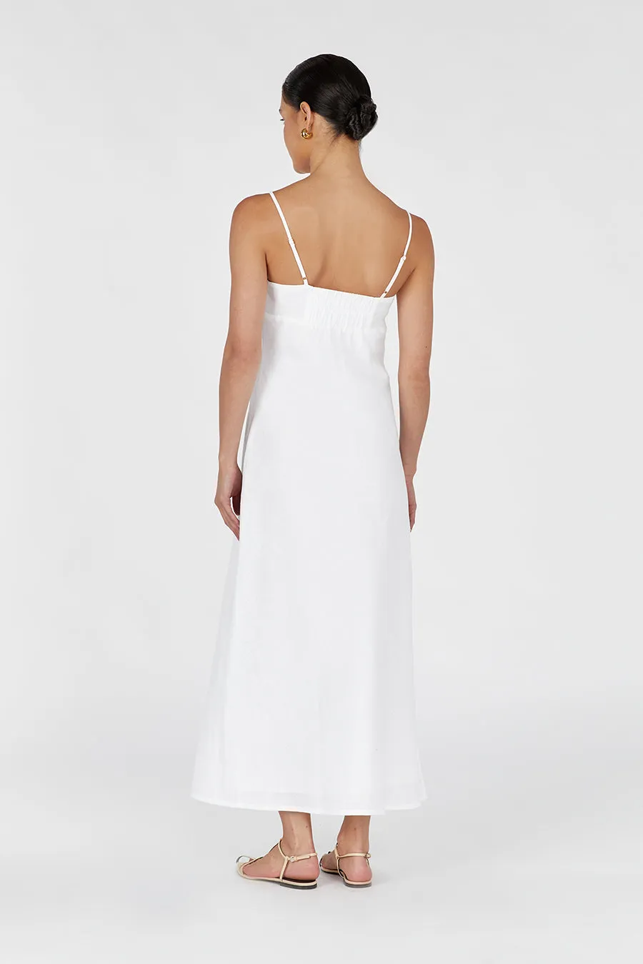 LUCIA WHITE LINEN MIDI DRESS sold by Dissh product image thumbnail 4