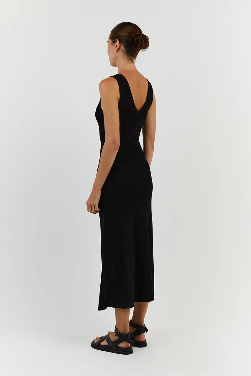 ASHER BLACK V NECK MIDI DRESS sold by Dissh product image thumbnail 4