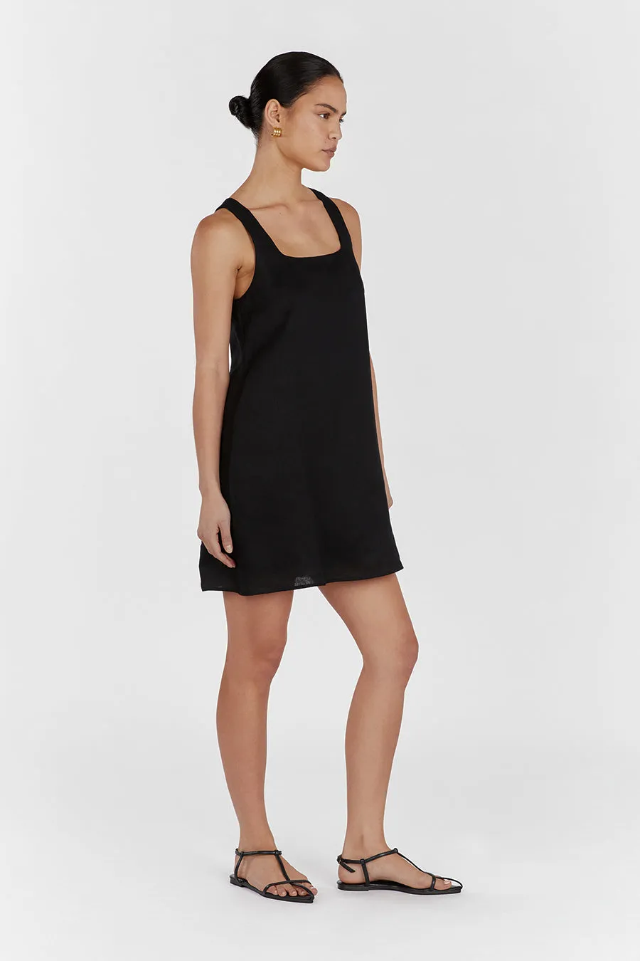 SHANNON BLACK LINEN MINI DRESS sold by Dissh product image thumbnail 3