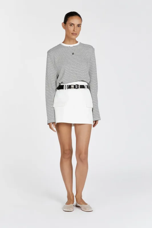 SIGNATURE WHITE STRIPE LONG SLEEVE TEE sold by Dissh