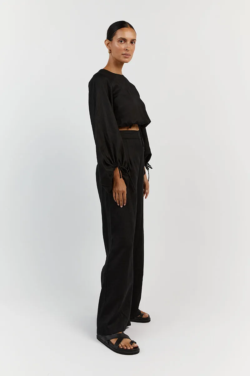 MOLLY BLACK LINEN CROP TOP sold by Dissh product image thumbnail 3