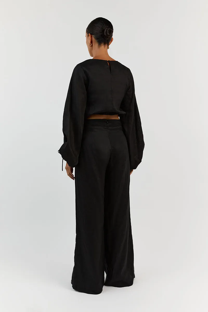 MOLLY BLACK LINEN CROP TOP sold by Dissh product image thumbnail 4