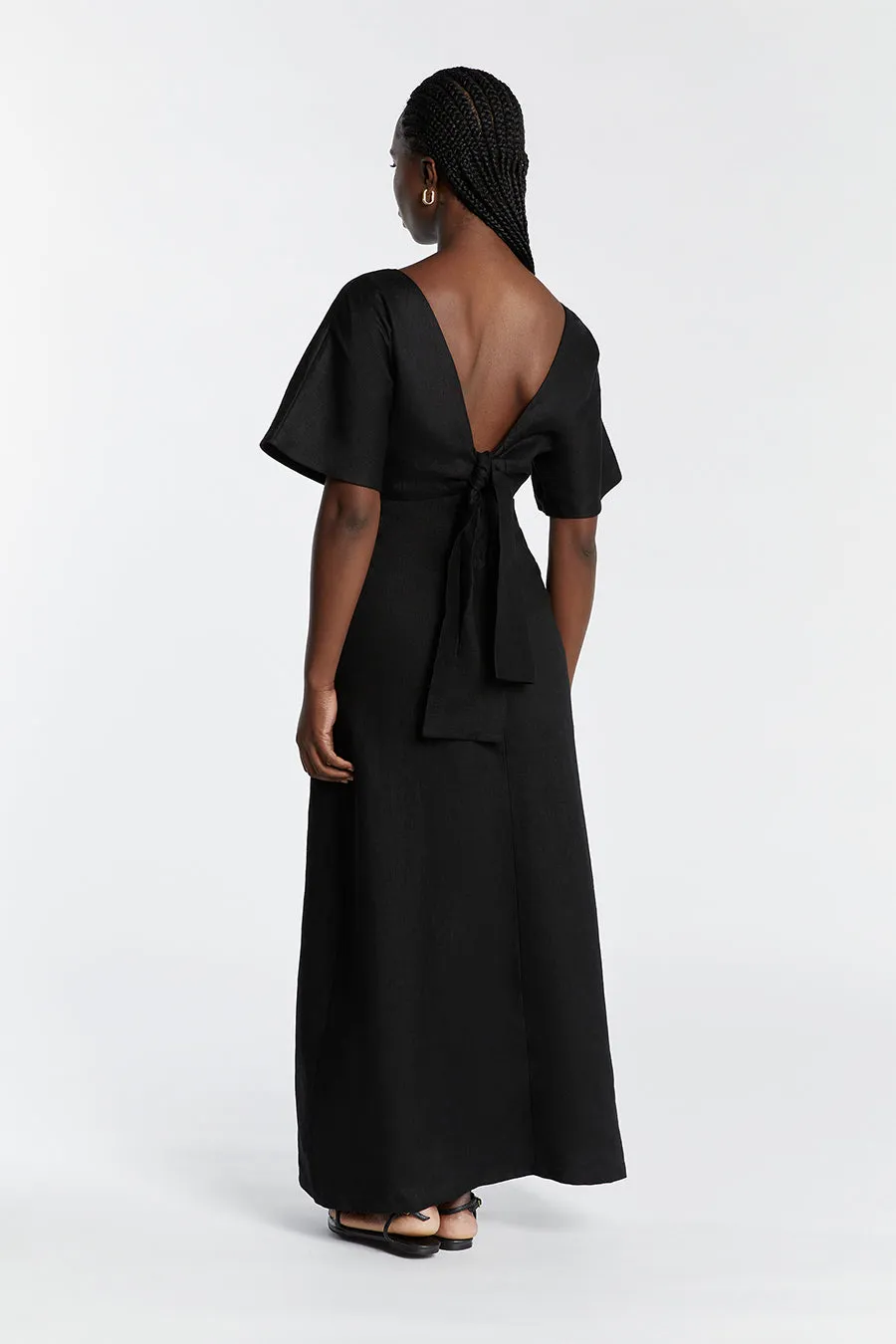 LYNDAL BLACK LINEN MIDI DRESS sold by Dissh product image thumbnail 4