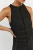 GEORGIE BLACK LINEN HIGH NECK DRESS sold by Dissh