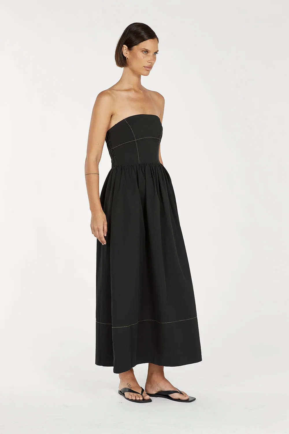 ELIDY BLACK COTTON MAXI DRESS sold by Dissh product image thumbnail 3