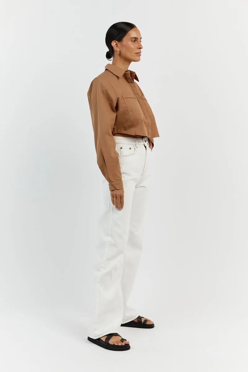 JORDY TAN COTTON CROPPED SHIRT sold by Dissh product image thumbnail 3