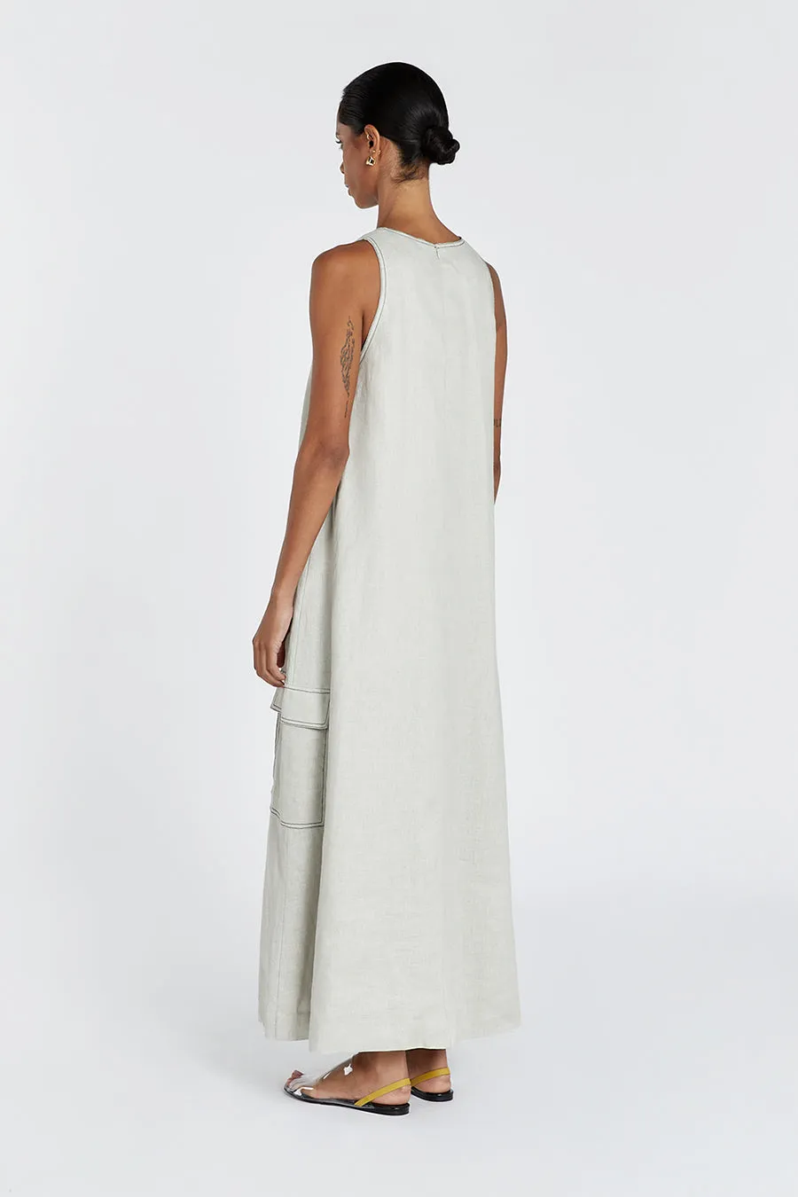 LAURENT CHALK CARGO LINEN MIDI DRESS sold by Dissh product image thumbnail 4