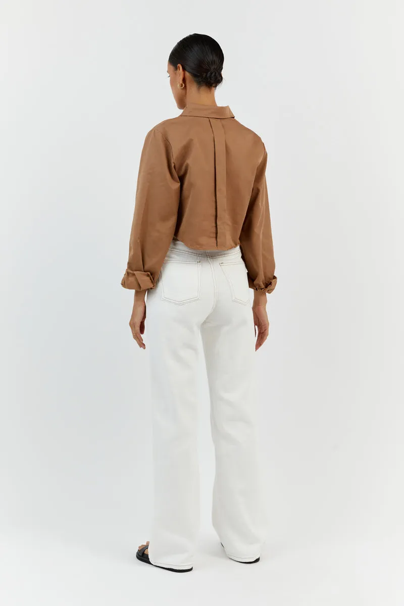 JORDY TAN COTTON CROPPED SHIRT sold by Dissh product image thumbnail 4