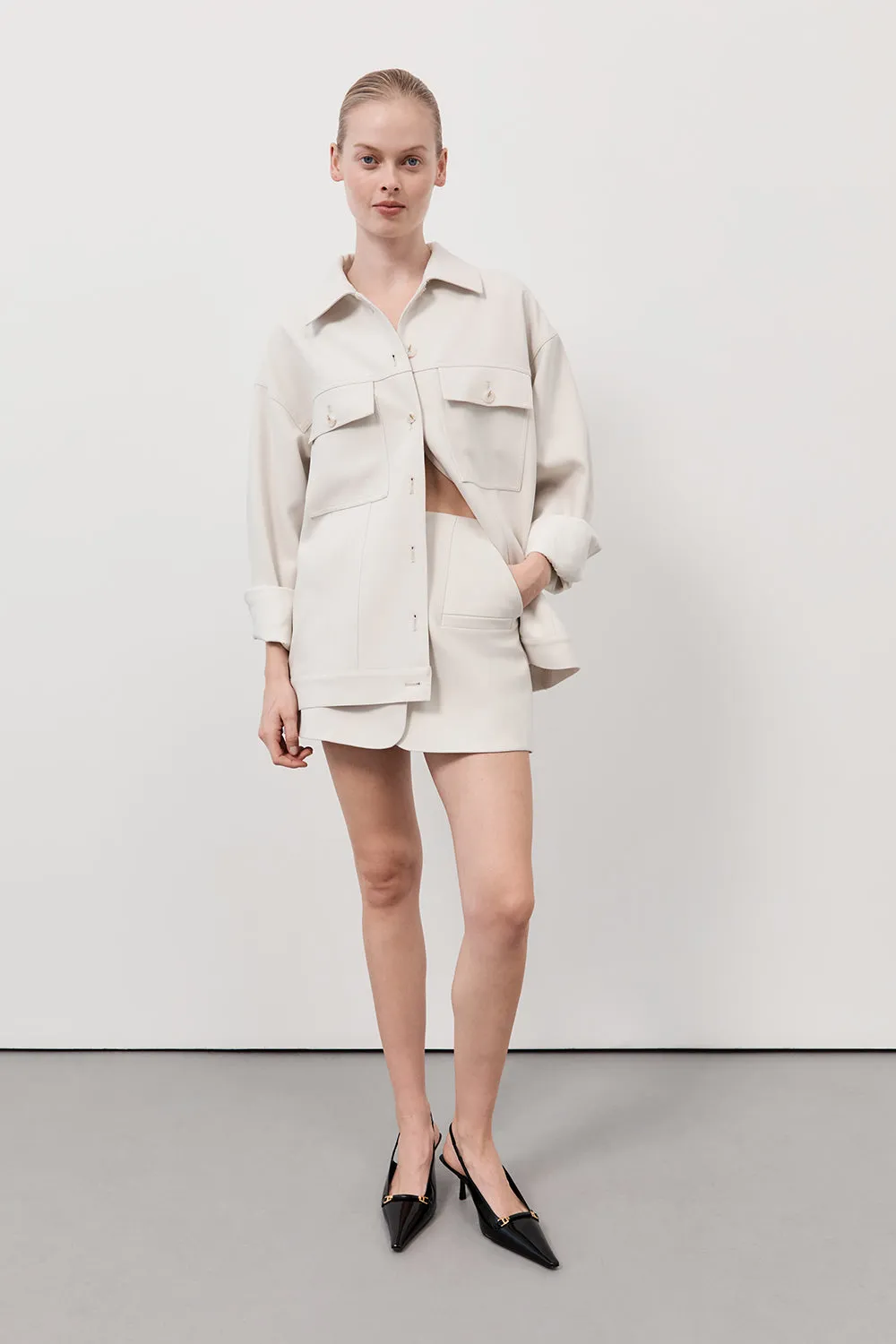 LIV LIGHT SILVER TAILORED SKORT sold by Dissh