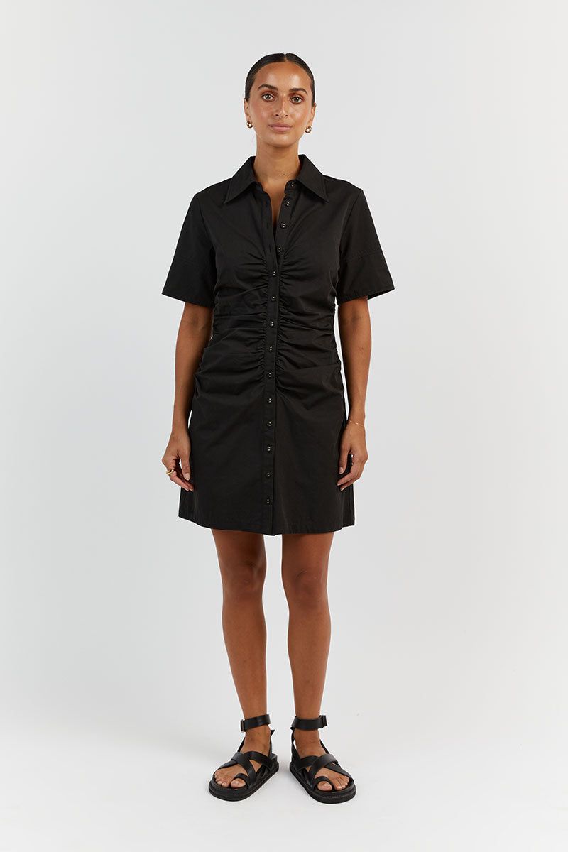 ALLISON BLACK COTTON MINI DRESS sold by Dissh product image thumbnail 2