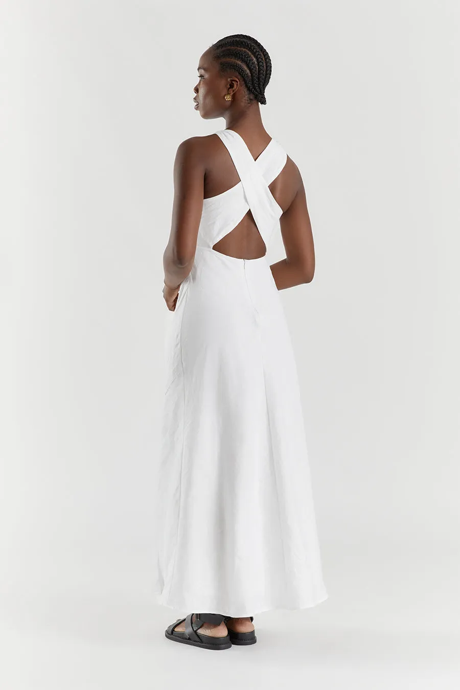 ROSE WHITE LINEN MAXI DRESS sold by Dissh product image thumbnail 4
