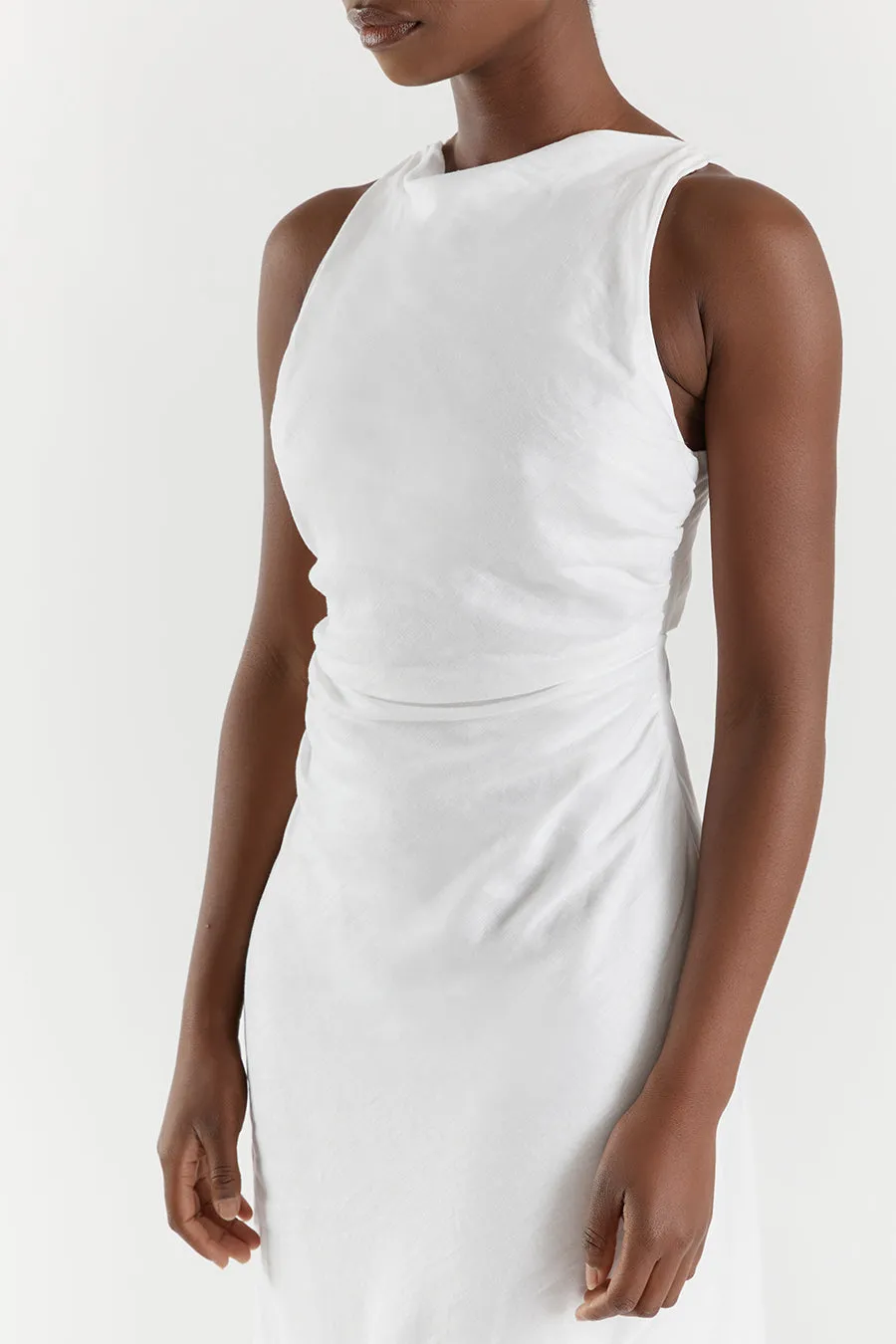 ROSE WHITE LINEN MAXI DRESS sold by Dissh product image thumbnail 5