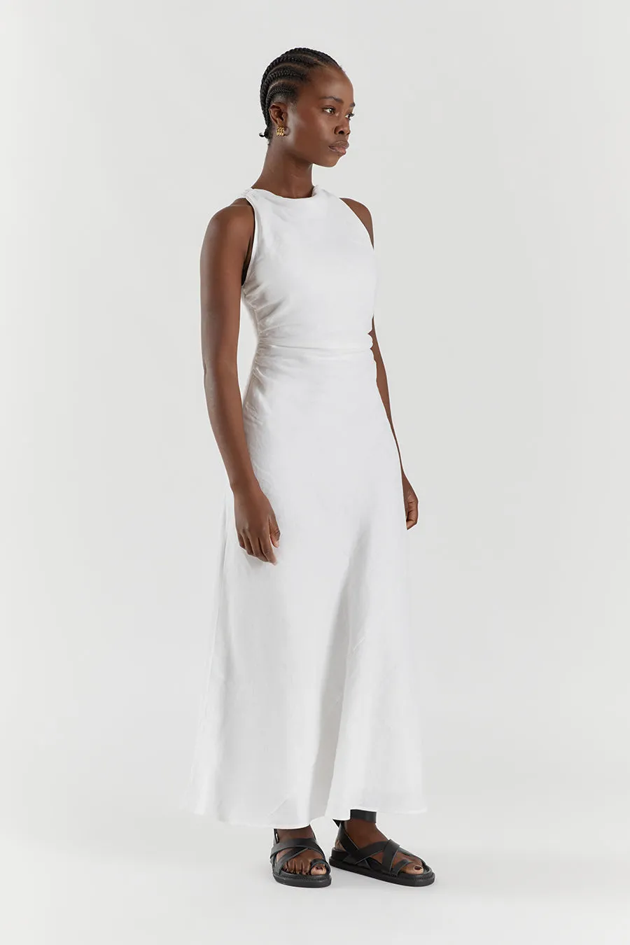 ROSE WHITE LINEN MAXI DRESS sold by Dissh product image thumbnail 3