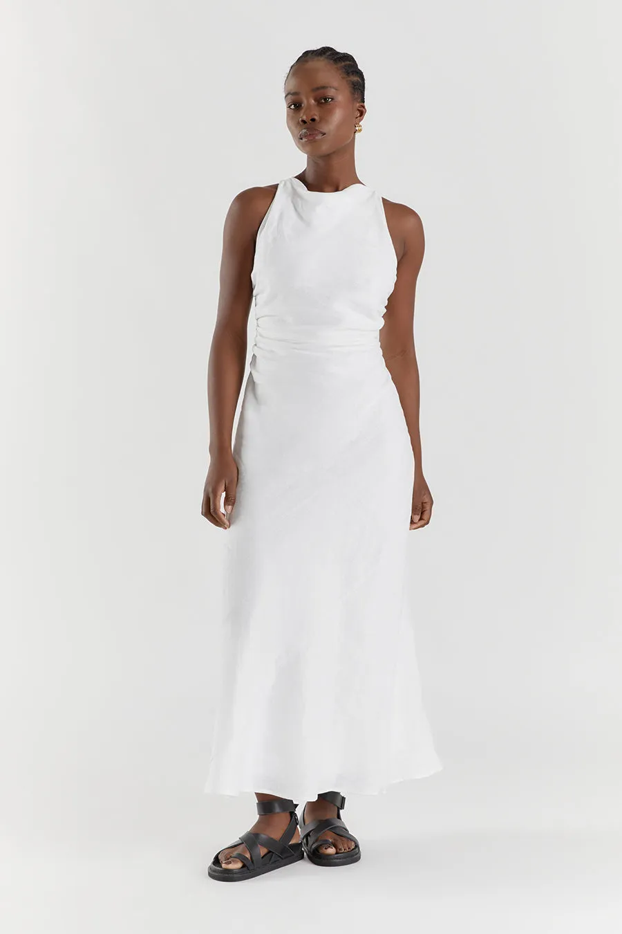 ROSE WHITE LINEN MAXI DRESS sold by Dissh product image thumbnail 2