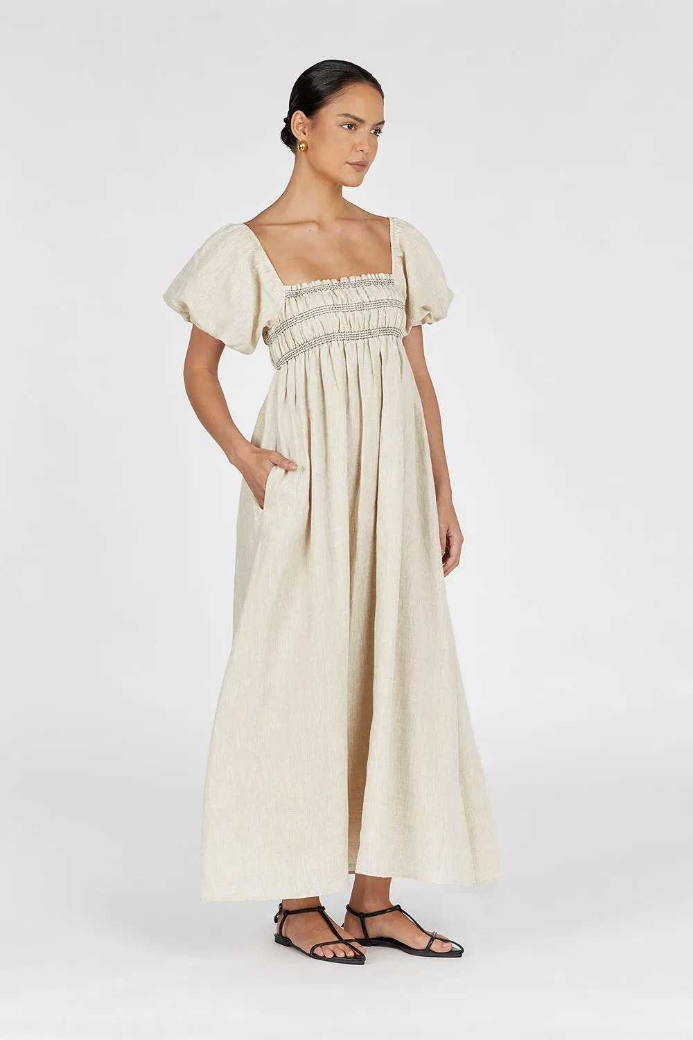 BIANCA NATURAL LINEN MIDI DRESS sold by Dissh product image thumbnail 3