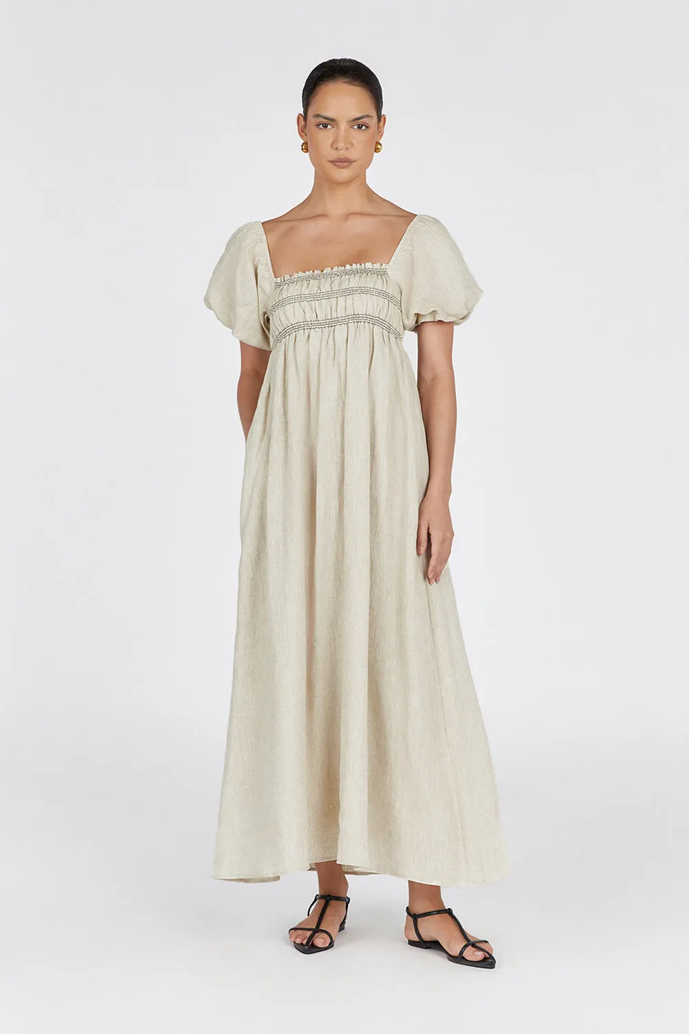 BIANCA NATURAL LINEN MIDI DRESS sold by Dissh product image thumbnail 2