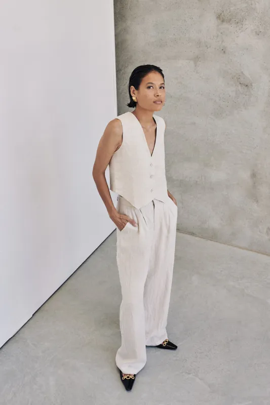 NORAH NATURAL LINEN PANT sold by Dissh