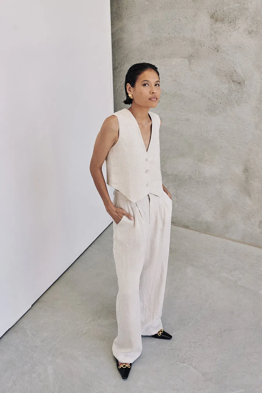 NORAH NATURAL LINEN PANT sold by Dissh