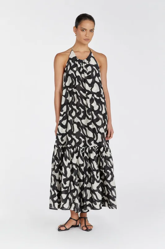 ALI BLACK SILK COTTON MAXI DRESS sold by Dissh