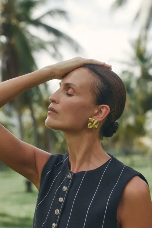 PORTER CUSHION GOLD EARRINGS sold by Dissh