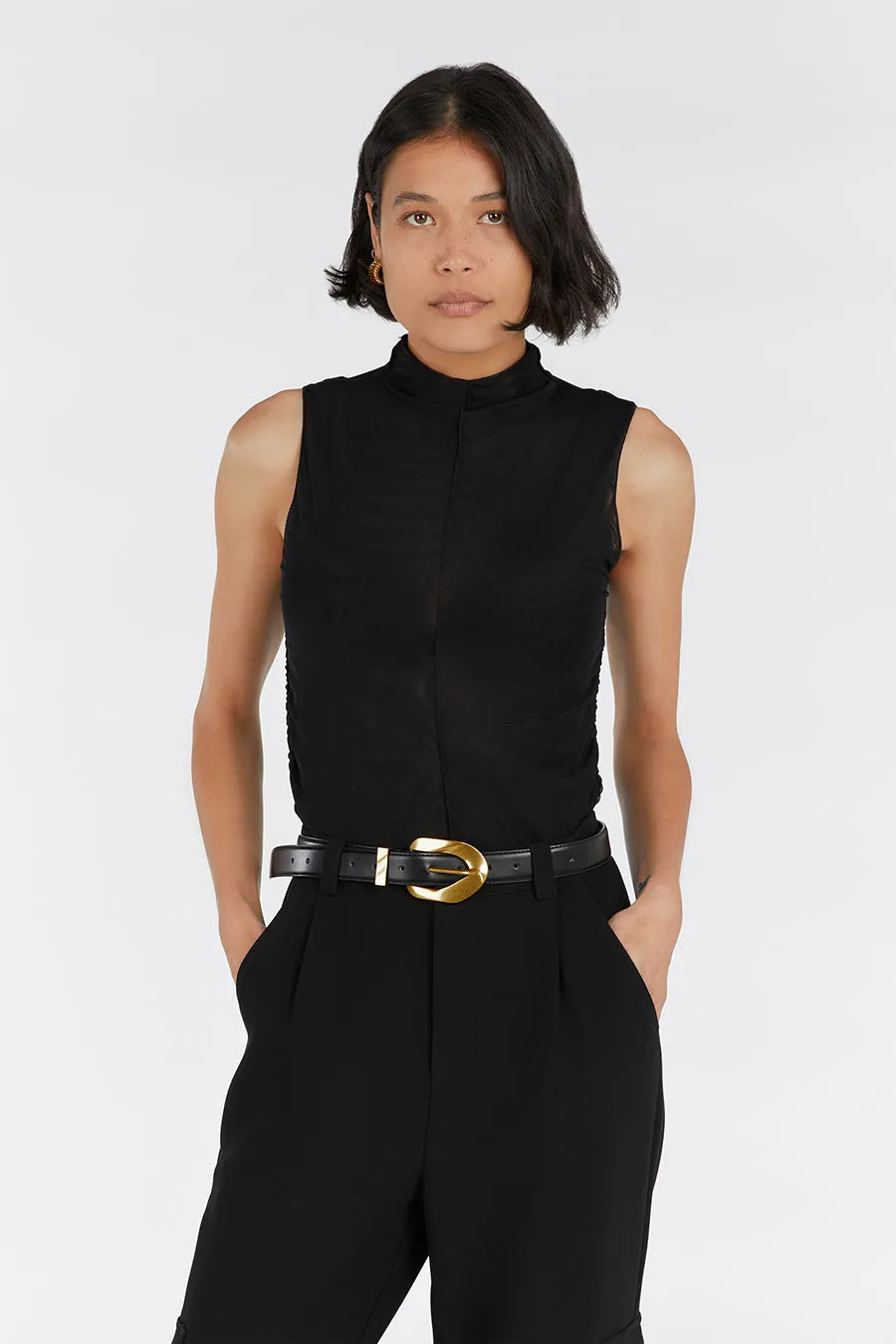 JAGGER BLACK SLEEVELESS MESH TOP sold by Dissh product image thumbnail 2