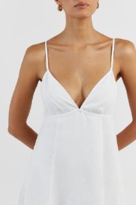 GEM WHITE LINEN MAXI DRESS sold by Dissh