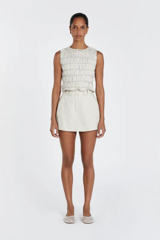 DAVINA NATURAL SHIRRED LINEN TOP sold by Dissh