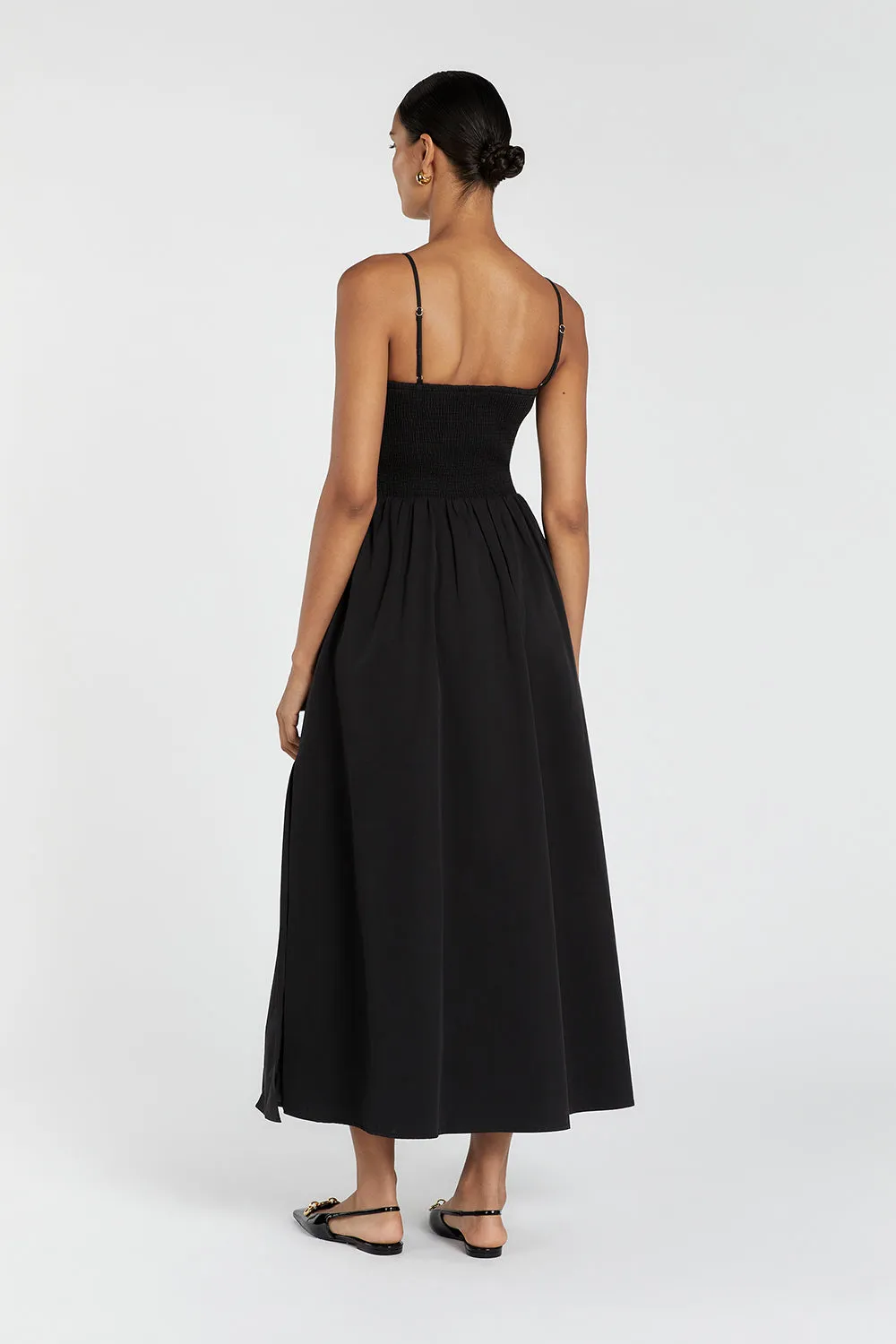 MILANO BLACK COTTON MIDI DRESS sold by Dissh product image thumbnail 4